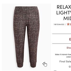 TORRID RELAXED FIT LIGHTWEIGHT PONTE MIDRISE STRETCH KNIT JOGGERS‎